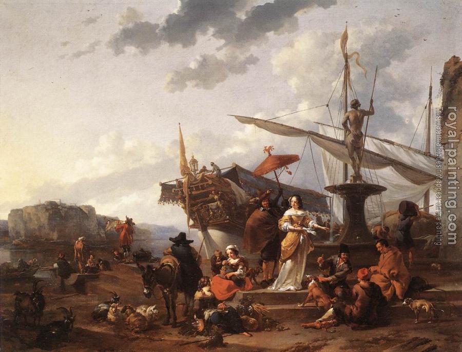 Nicolaes Berchem : A Southern Harbour Scene
